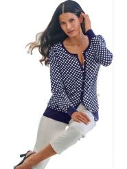 Heine Kardigan w kolorze granatowo-białym rozmiar: 42. Niebieskie kardigany Heine, bez wzorów. Za 104.99 zł.