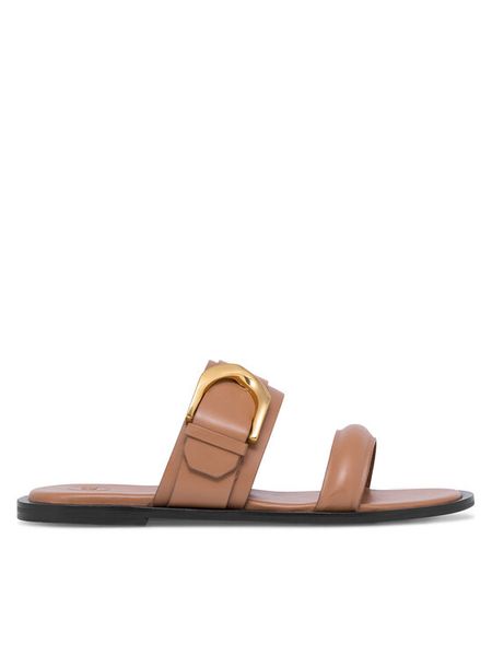 Gino Rossi Klapki ELZA-112686 Brązowy. Brązowe klapki Gino Rossi, bez wzorów, ze skóry, bez obcasa. Za 183.99 zł.