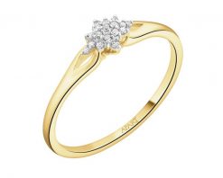 Pierścionek z żółtego złota z diamentami - 0,04 ct - próba 375. Żółte pierścionki Apart, z diamentem, złote. Za 1,090.00 zł.