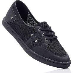 Buty wsuwane bonprix czarny. Czarne baleriny bonprix, bez wzorów, z materiału, bez obcasa. Za 32.99 zł.