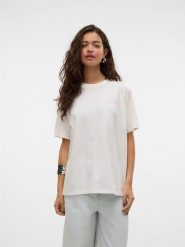 Vero Moda Koszulka "Katrine" w kolorze białym rozmiar: XS. Białe bluzki Vero Moda, xs, bez wzorów, z bawełny, bez kołnierzyka, bez ramiączek. Za 43.99 zł.