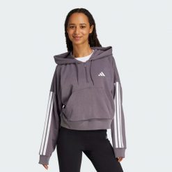 Bluza z kapturem Essentials 3-Stripes French Terry Quarter-Zip. Białe bluzy sportowe Adidas, xs, bez wzorów, z materiału, z kapturem. Za 279.00 zł.
