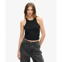 Top marszczony. Czarne bielizna sportowa Superdry, bez wzorów. W wyprzedaży za 97.50 zł.