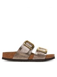 Birkenstock Klapki Sydney Cushion Buckle 1029372 Złoty. Żółte klapki Birkenstock, bez wzorów, ze skóry, bez obcasa. Za 399.99 zł.