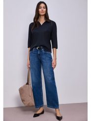 Street One Koszulka polo w kolorze granatowym rozmiar: 36. Niebieskie bluzki Street One, bez wzorów, bez kołnierzyka, bez ramiączek. Za 123.53 zł.