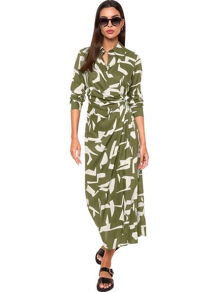 Heine Sukienka w kolorze oliwkowo-białym rozmiar: 36. Brązowe sukienki Heine, na co dzień, bez wzorów, z wiskozy, bez kołnierzyka, bez ramiączek, maxi, proste. Za 83.03 zł.