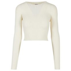 Pullover court dzianina prążkowana z zakręconym tyłem dla kobiet Urban Classics. Białe swetry Urban Classics, na zimę, bez wzorów, z dzianiny, bez ramiączek. Za 237.00 zł.