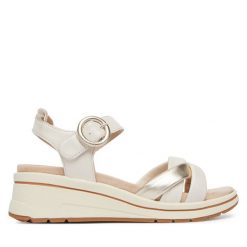 Sandały Caprice. Brązowe sandały Caprice, bez wzorów, bez obcasa, na koturnie, bez zapięcia. Za 399.99 zł.