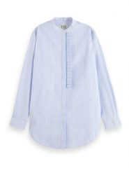 Scotch & Soda Bluzka w kolorze błękitno-białym rozmiar: 34. Niebieskie bluzki Scotch & Soda, bez wzorów, z bawełny, bez kołnierzyka, bez ramiączek. Za 171.68 zł.