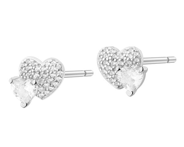 Kolczyki srebrne z cyrkoniami - serca. Szare kolczyki Apart, z cyrkonią, srebrne. Za 109.00 zł.