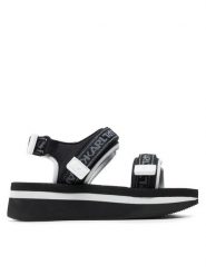 KARL LAGERFELD Sandały KL81905 Czarny. Czarne sandały KARL LAGERFELD, bez wzorów, z materiału, bez obcasa, na koturnie, bez zapięcia. Za 599.99 zł.