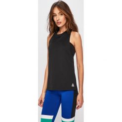 Reebok - Top. Czarne topy Reebok, m, bez wzorów, z dzianiny, bez kołnierzyka, bez ramiączek. Za 79.90 zł.