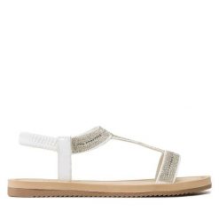 Sandały Clara Barson. Białe sandały Clara Barson, bez wzorów, bez obcasa, na płaskiej podeszwie, bez zapięcia. Za 99.99 zł.