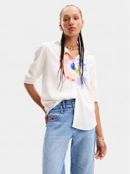 Desigual Koszula Ohm 24SWCW04 Biały Regular Fit. Białe koszule Desigual, s, bez wzorów, z wiskozy, bez kołnierzyka, bez ramiączek. Za 229.99 zł.