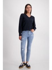 Monari Sweter w kolorze granatowym rozmiar: 46. Niebieskie swetry monari, bez wzorów, bez ramiączek. Za 166.49 zł.