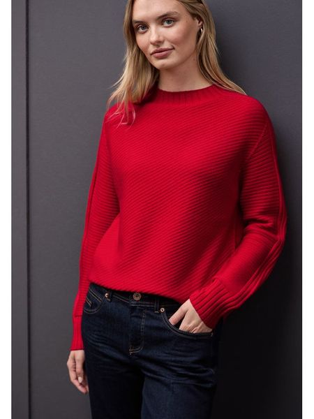 Street One Sweter w kolorze czerwonym rozmiar: 40. Czerwone swetry Street One, bez wzorów, bez ramiączek. Za 126.99 zł.