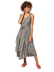 Aller Simplement Sukienka w kolorze błękitno-beżowym rozmiar: 38/40. Brązowe sukienki Aller Simplement, bez wzorów, klasyczne, z asymetrycznym kołnierzem, bez ramiączek, midi, asymetryczne. Za 56.66 zł.