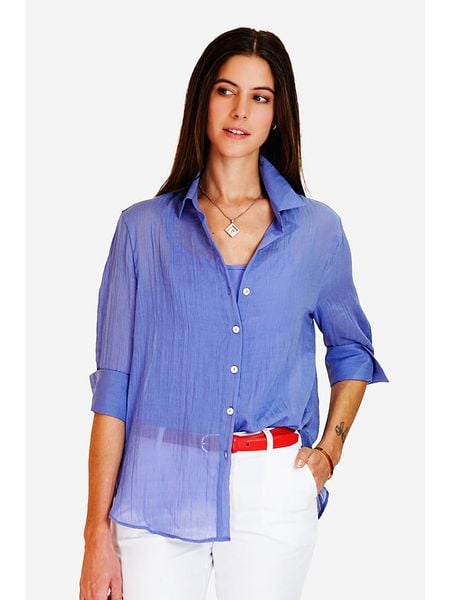 Le Jardin du Lin Lniana bluzka w kolorze błękitnym rozmiar: 42. Niebieskie bluzki Le jardin du lin, bez wzorów, ze lnu, klasyczne, bez kołnierzyka, bez ramiączek. Za 123.25 zł.