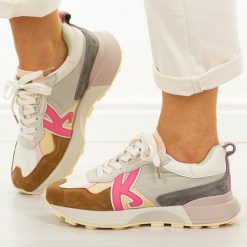 Fuksja skórzane sneakersy damskie Kobbo 66954. Czerwone obuwie sportowe Kobbo, na jesień, z jeansu, bez zapięcia, trekkingowe. Za 249.00 zł.