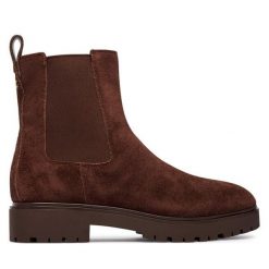Sztyblety LAUREN RALPH LAUREN. Brązowe botki Lauren Ralph Lauren, bez wzorów, bez obcasa, na płaskiej podeszwie, bez zapięcia. Za 879.99 zł.