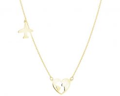 Złoty naszyjnik z cyrkonią - serce, mapa świata, samolot. Żółte naszyjniki Apart, z cyrkonią, złote. Za 1,099.00 zł.