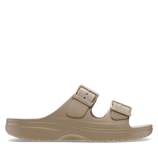 Klapki Crocs. Brązowe klapki Crocs, bez wzorów, bez obcasa. Za 169.99 zł.