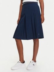 Tommy Hilfiger Spódnica plisowana WW0WW46796 Granatowy Regular Fit. Niebieskie spódnice TOMMY HILFIGER, bez wzorów, z syntetyku, plisowane. Za 559.99 zł.