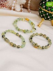 L'Atelier de Gaia Bransoletki (3 szt.) rozmiar: onesize. Zielone bransoletki L'Atelier de Gaia, z prehnitem, z mosiądzu. Za 119.95 zł.