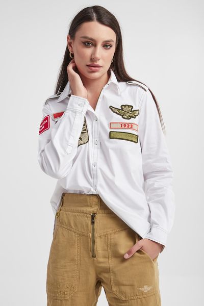 Koszula damska AERONAUTICA MILITARE. Koszule AERONAUTICA MILITARE, s, bez wzorów, bez kołnierzyka, bez ramiączek. W wyprzedaży za 575.20 zł.
