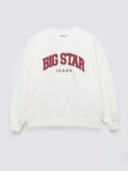 Bluza damska z logo BIG STAR biała Rubena 100. Białe bluzy Big Star, l, z aplikacjami, z dresówki, bez kaptura. Za 199.99 zł.