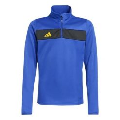 Adidas Tiro 25 Essentials junior - Bluza z zamkiem dla juniorów. Niebieskie bluzy sportowe Adidas, bez wzorów, z materiału, bez kaptura. Za 154.70 zł.