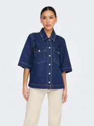 ONLY Koszula dżinsowa w kolorze granatowym rozmiar: XS. Niebieskie koszule Only, xs, bez wzorów, z bawełny, bez kołnierzyka, bez ramiączek. Za 104.99 zł.