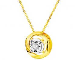 Naszyjnik z żółtego i białego złota z brylantem - 0,05 ct - próba 375. Białe naszyjniki Apart, z brylantem, złote. Za 1,829.00 zł.