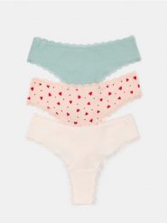 Bawełniane stringi z koronką 3 pack - wielobarwny. Stringi Sinsay, bez wzorów, z bawełny. Za 22.99 zł.