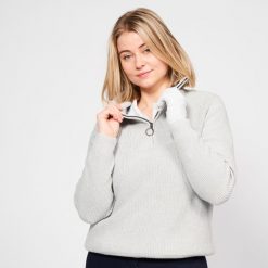 Sweter do golfa damski Inesis MW500. Szare golfy INESIS, l, bez wzorów, z bawełny, bez ramiączek. Za 169.99 zł.