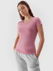 4F T-shirt regular gładki damski XS. Czarne t-shirty 4f, xs, bez wzorów, z bawełny, bez kołnierzyka, bez ramiączek. W wyprzedaży za 39.99 zł.
