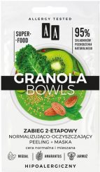 AA GRANOLA BOWLS zabieg normalizująco-oczyszczający detox peeling+maska cera normalna i mieszana 2x4 ml. Oczyszczanie OCEANIC. Za 6.99 zł.