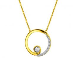 Naszyjnik z żółtego i białego złota z diamentami - koło - 0,05 ct - próba 375. Białe naszyjniki Apart, z diamentem, złote. W wyprzedaży za 1,371.30 zł.