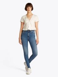 TOMMY JEANS Dżinsy - Skinny fit - w kolorze niebieskim rozmiar: W31/L32. Niebieskie jeansy Tommy Jeans, l, z aplikacjami, z podwyższonym stanem. Za 250.94 zł.