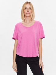 United Colors Of Benetton T-Shirt 3BVXD1033 Różowy Relaxed Fit. Czerwone t-shirty United Colors of Benetton, xs, bez wzorów, z bawełny, bez kołnierzyka, bez ramiączek. Za 79.99 zł.