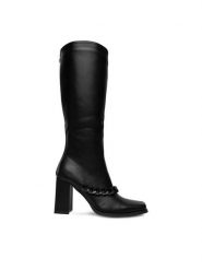 DeeZee Kozaki 7366 3-BLACK PU Czarny. Czarne kozaki DeeZee, z materiału, bez obcasa, na słupku, bez zapięcia. Za 229.99 zł.