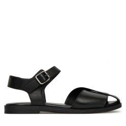 Sandały Lasocki. Czarne sandały Lasocki, bez wzorów, bez obcasa, na płaskiej podeszwie, bez zapięcia. Za 159.99 zł.