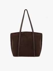 Ciemnobrązowa pojemna shopperka damska. Brązowe torebki klasyczne Brawo sp. z o.o., bez wzorów, na ramię, duże, bez dodatków. Za 449.99 zł.