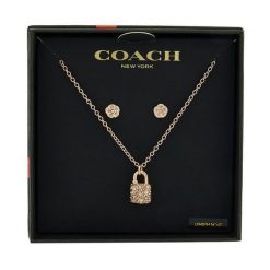 Zestaw naszyjnik i kolczyki Coach. Czerwone naszyjniki Coach, złote. Za 599.99 zł.