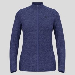 Bluza damska Odlo TENCIA Mid layer full zip. Niebieskie bluzy Odlo, na zimę, m, bez wzorów, z elastanu, bez kaptura. Za 297.49 zł.