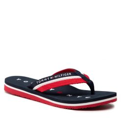 Japonki Tommy Hilfiger. Niebieskie klapki TOMMY HILFIGER, bez wzorów, bez obcasa. Za 109.99 zł.