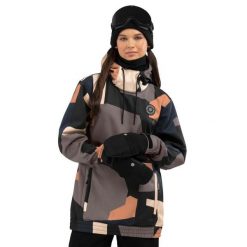 Kurtka snowboardowa damska W1-W Sandboard. Brązowe kurtki narciarskie SIROKO, m, bez wzorów, z materiału, z kapturem, narciarskie. Za 308.00 zł.