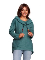 Be Wear Bluza w kolorze turkusowym rozmiar: M. Niebieskie bluzy Be Wear, m, bez wzorów, ze skóry, z kapturem. Za 180.91 zł.