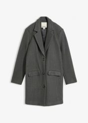 Płaszcz typu blazer z wełny walcowanej. Szare płaszcze bonprix, bez wzorów, z wełny, bez kaptura. Za 429.99 zł.