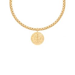 Naszyjnik łańcuch Cube z Monetą Szczęścia. Brązowe naszyjniki Lilou, pozłacane. Za 338.00 zł.